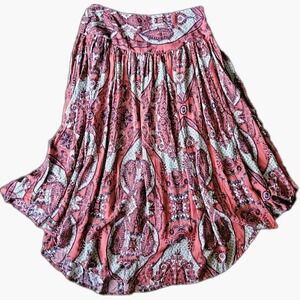 Y2K Womens Paisley Floral Midi Skirt Sz L Boho Hippie Peasant Style Festival EUC